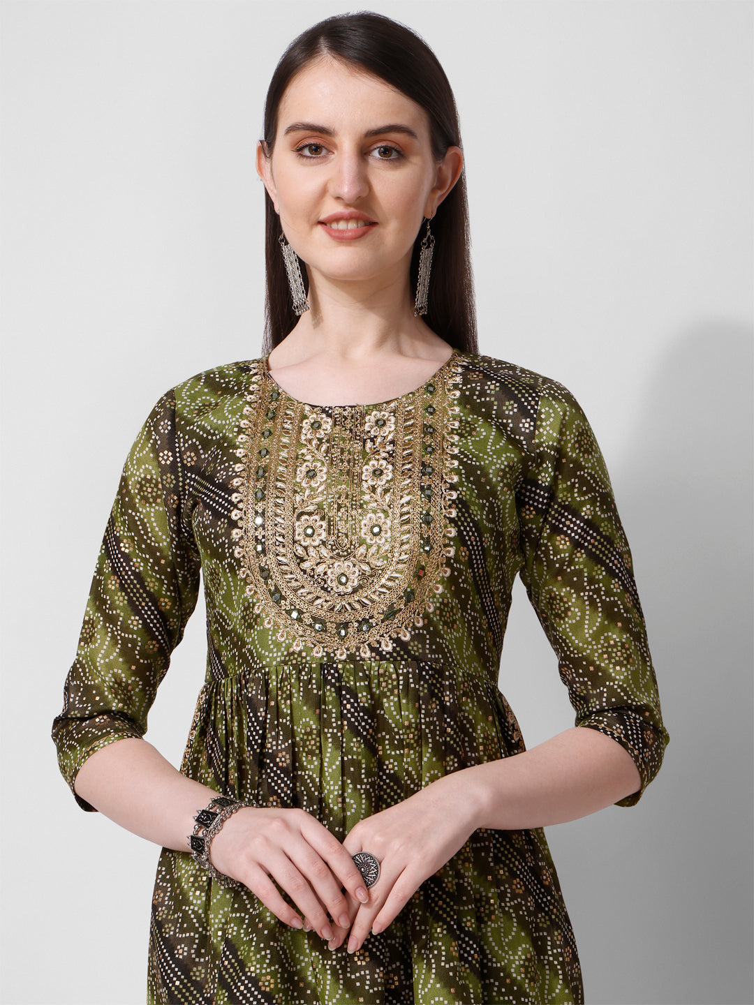 Green Printed Straight Cut Kurta With Cotton Pant Set, Multicolor - Hiral Fashion - Distacart
