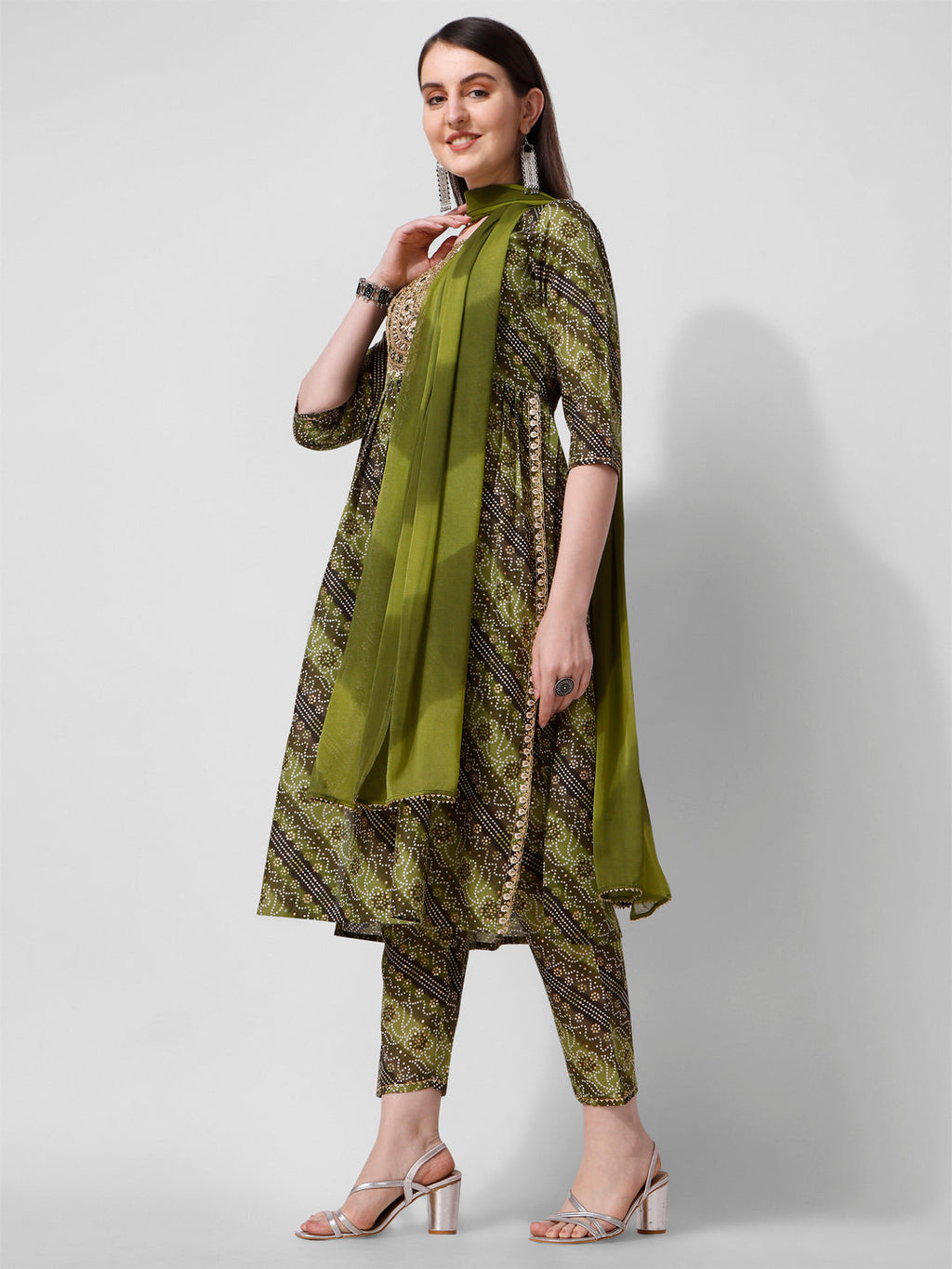 Green Printed Straight Cut Kurta With Cotton Pant Set, Multicolor - Hiral Fashion - Distacart