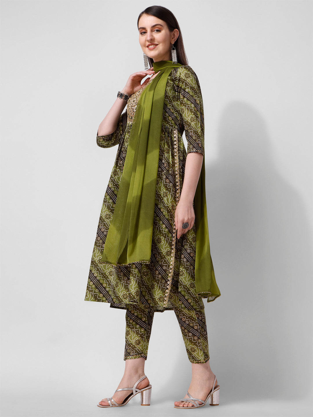 Green Printed Straight Cut Kurta With Cotton Pant Set, Multicolor - Hiral Fashion - Distacart