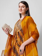 Embroidered & Printed Kurta With Pant And Dupatta Set, Multicolor - Hiral Fashion - Distacart
