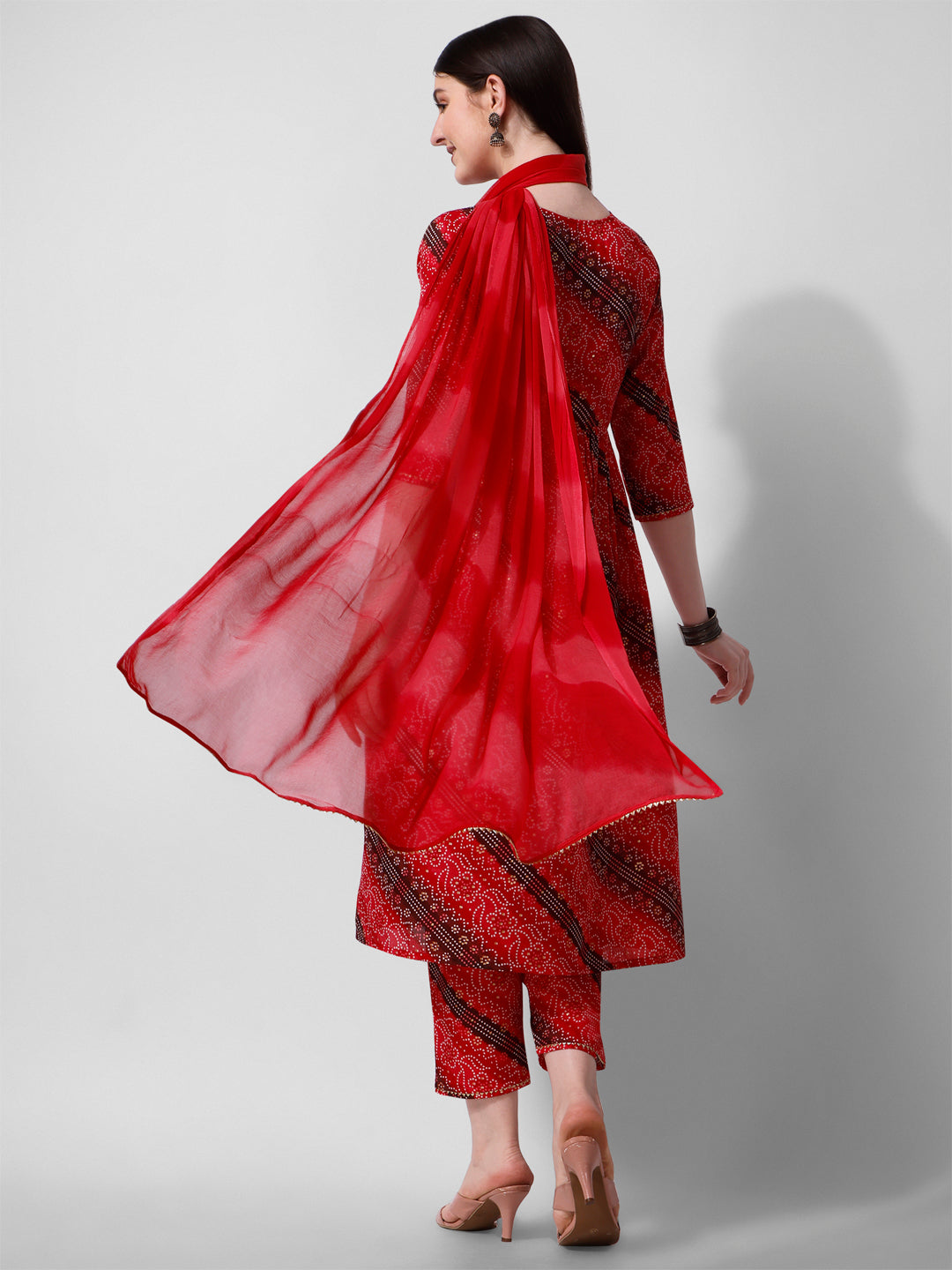 Embroidered & Printed Kurta With Pant And Dupatta Set, Multicolor - Hiral Fashion - Distacart