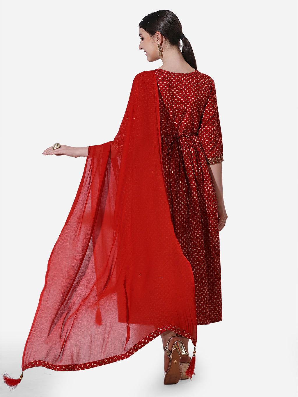 Printed & Embroidered Kurta With Pant & Dupatta Set, Multicolor - Hiral Fashion - Distacart