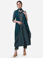 Embroidered Kurta With Pant And Dupatta Set, Multicolor - Hiral Fashion - Distacart