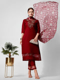 Embroidered Kurta With Pant And Printed Dupattaset, Multicolor - Hiral Fashion - Distacart