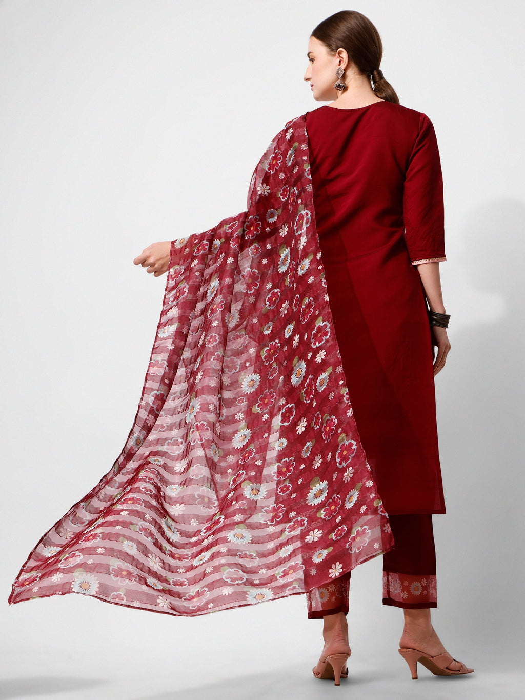 Embroidered Kurta With Pant And Printed Dupattaset, Multicolor - Hiral Fashion - Distacart