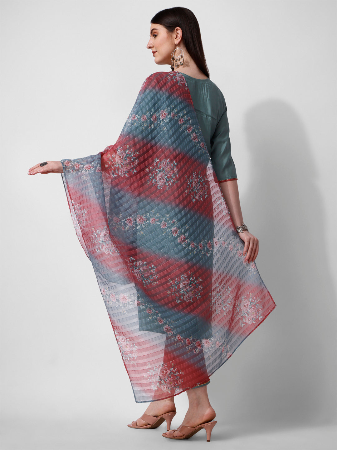 Blue Embroidered Kurta Pant & Printed Dupatta Set, Multicolor - Hiral Fashion - Distacart