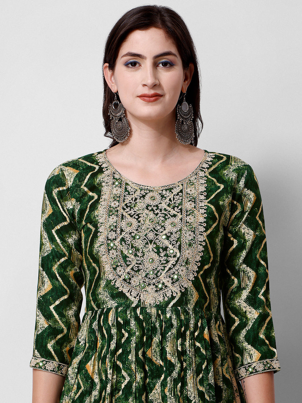 Nayra Cut Printed And Embroidered Kurta With Pant & Dupatta Set, Multicolor - Hiral Fashion - Distacart