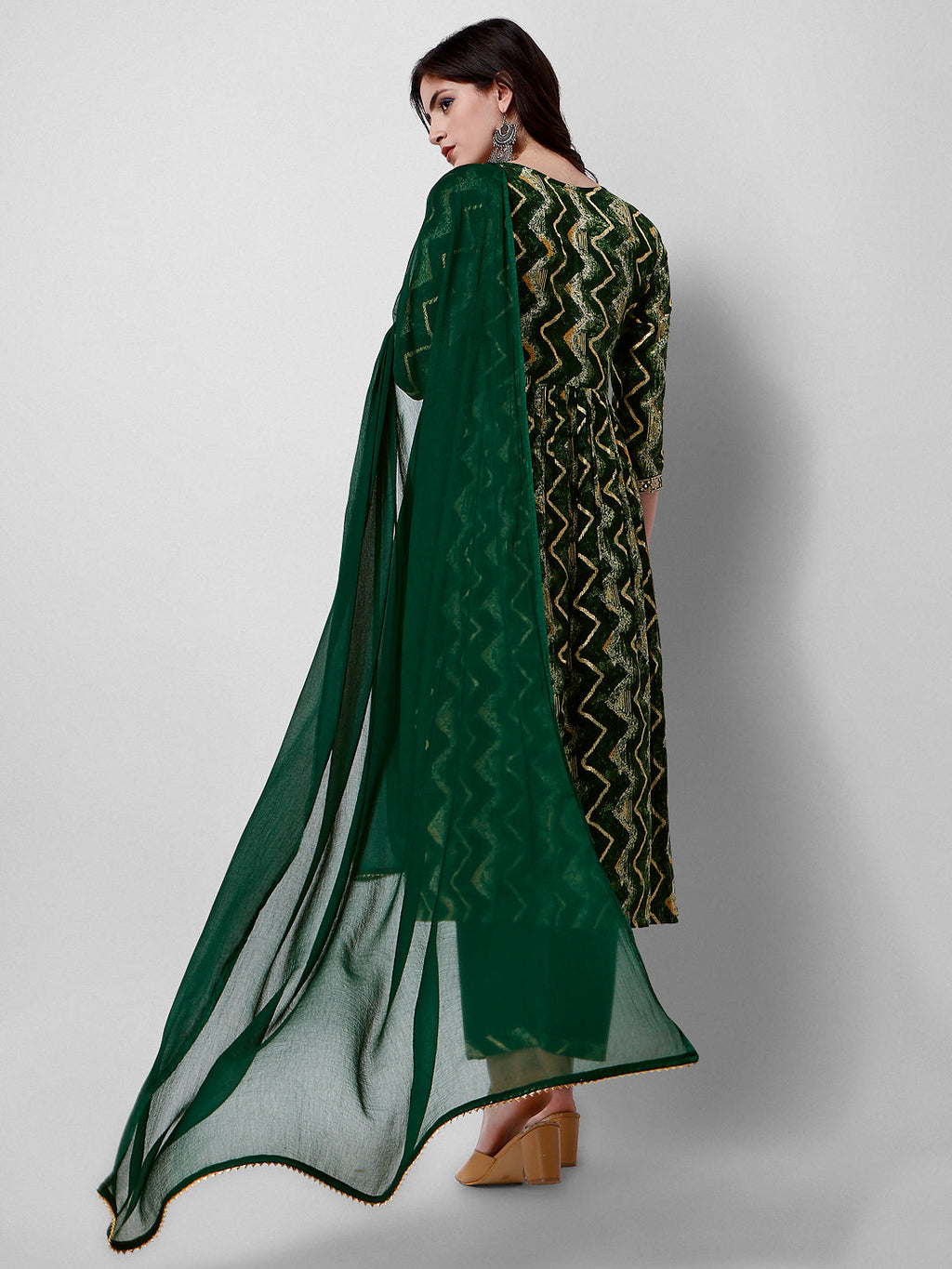 Nayra Cut Printed And Embroidered Kurta With Pant & Dupatta Set, Multicolor - Hiral Fashion - Distacart