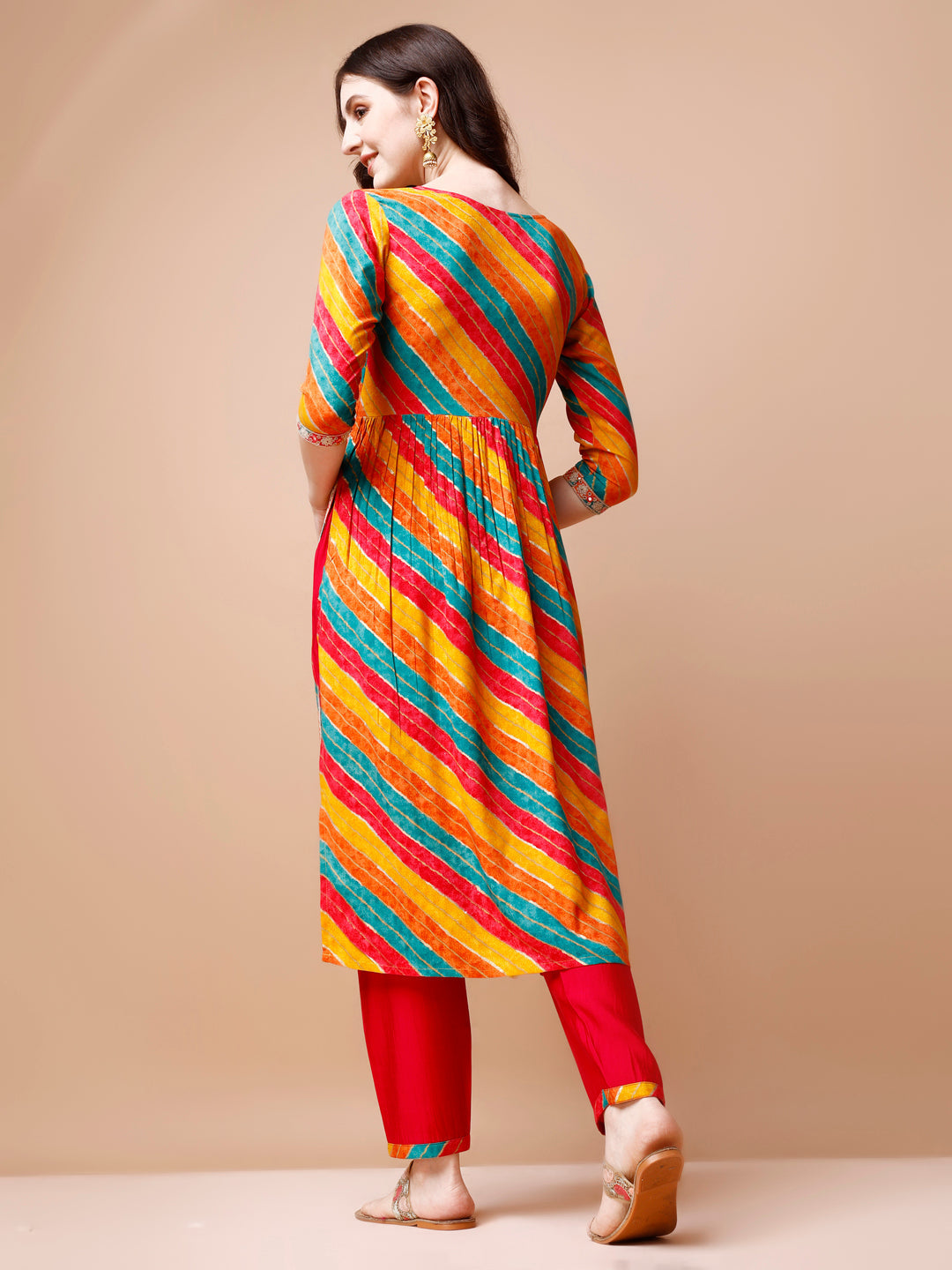 Nyra Cut Embroidered Multi Coloured Kurta With Pant & Dupatta, Multicolor - Hiral Fashion - Distacart