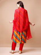 Nyra Cut Embroidered Multi Coloured Kurta With Pant & Dupatta, Multicolor - Hiral Fashion - Distacart