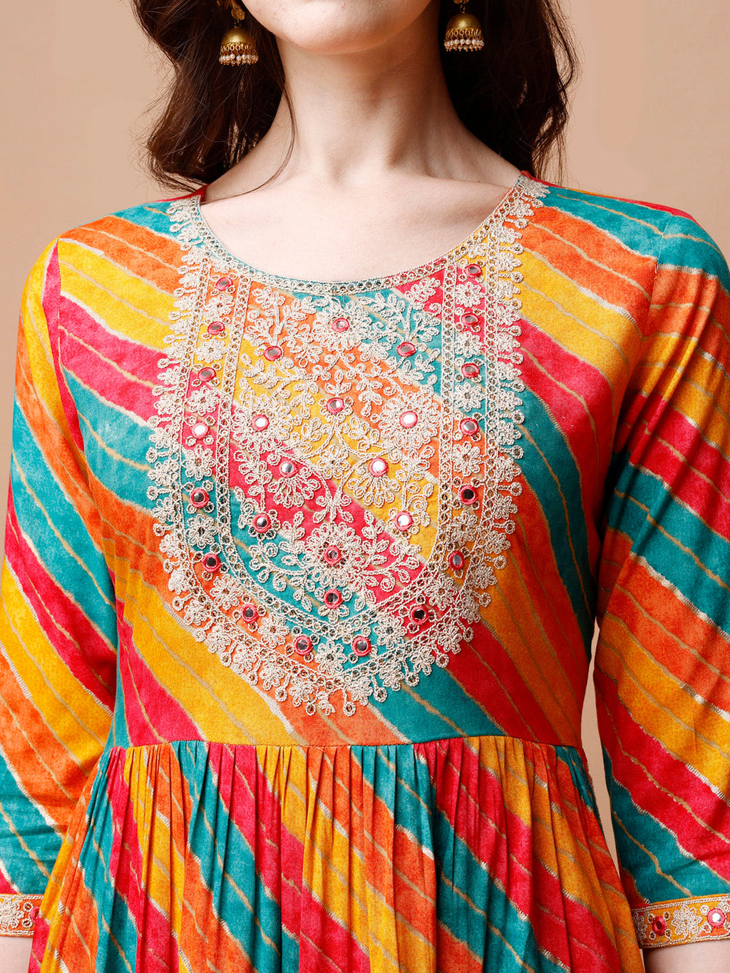 Nyra Cut Embroidered Multi Coloured Kurta With Pant & Dupatta, Multicolor - Hiral Fashion - Distacart
