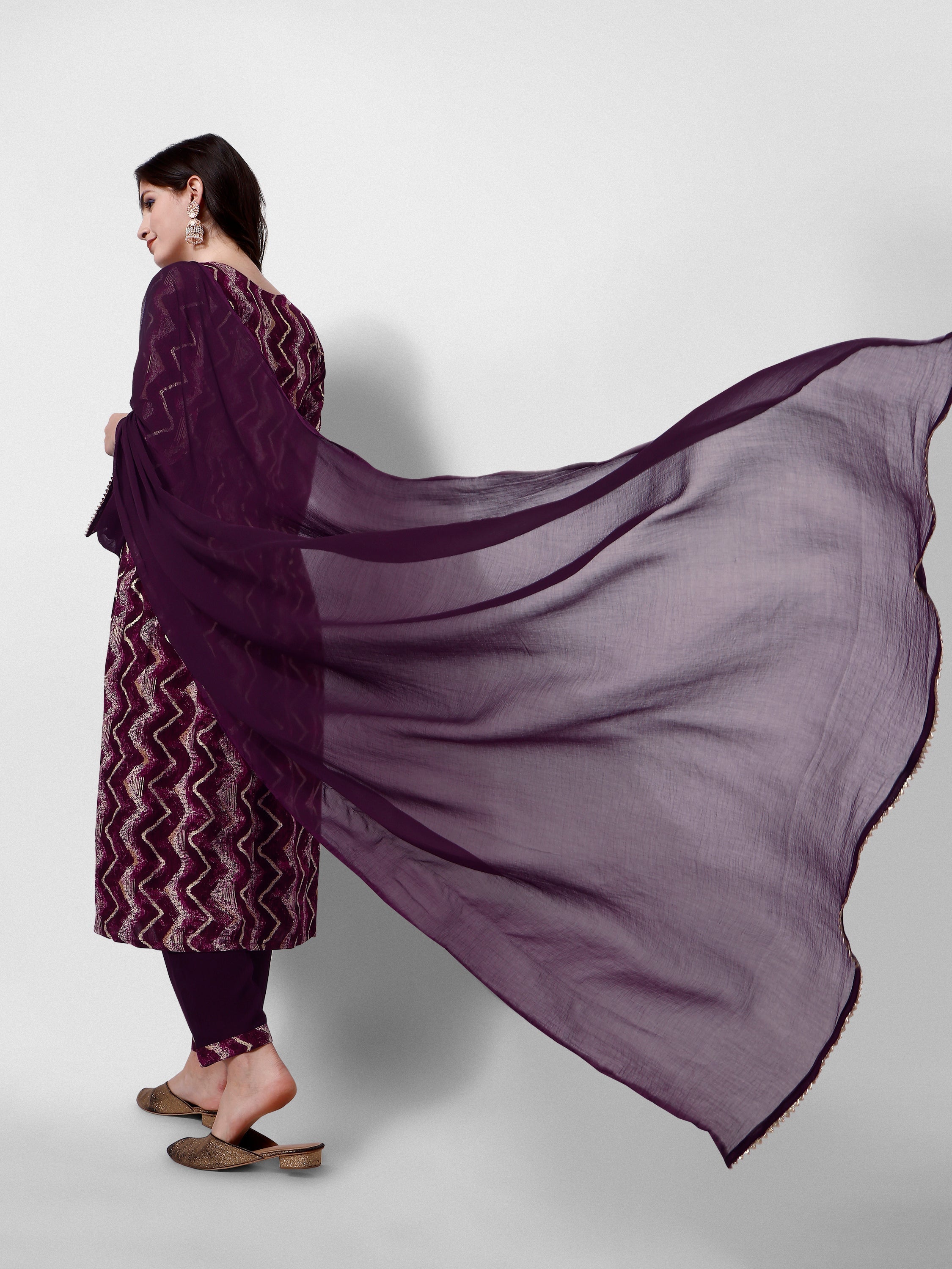 Nayra Cut Printed And Embroidered Kurta With Pant & Dupatta Set, Multicolor - Hiral Fashion - Distacart