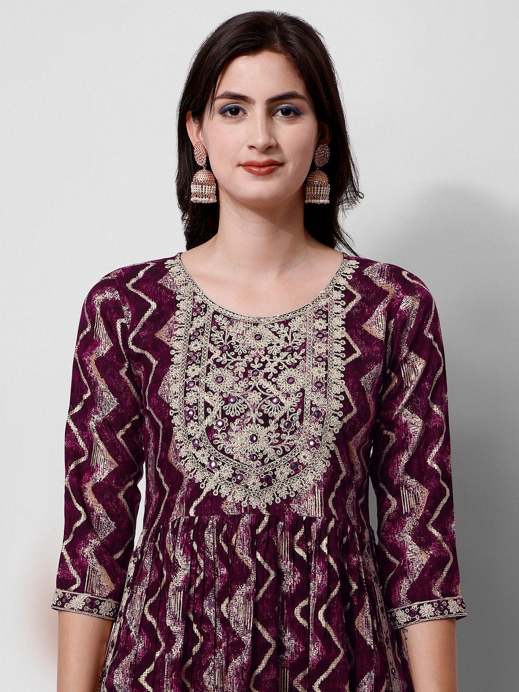 Nayra Cut Printed And Embroidered Kurta With Pant & Dupatta Set, Multicolor - Hiral Fashion - Distacart