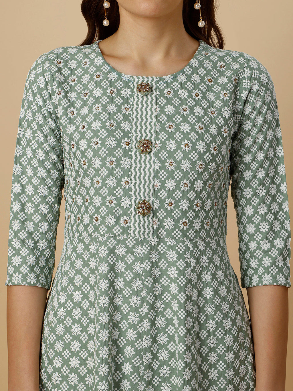 Lucknowi Embroidered Anarkali Kurta With Pant & Dupatta Set, Multicolor - Hiral Fashion - Distacart