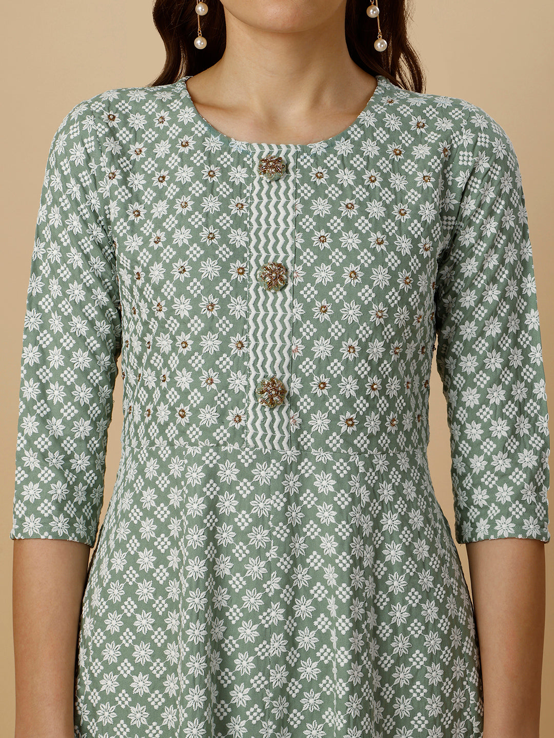Lucknowi Embroidered Anarkali Kurta With Pant & Dupatta Set, Multicolor - Hiral Fashion - Distacart