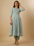 Lucknowi Embroidered Anarkali Kurta With Pant & Dupatta Set, Multicolor - Hiral Fashion - Distacart