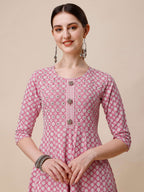 Lucknowi Embroidered Anarkali Kurta With Pant & Dupatta Set, Multicolor - Hiral Fashion - Distacart