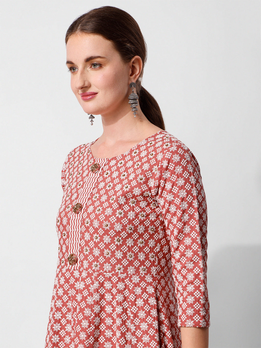 Lucknowi Embroidered Anarkali Kurta With Pant & Dupatta Set, Multicolor - Hiral Fashion - Distacart