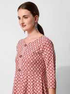 Lucknowi Embroidered Anarkali Kurta With Pant & Dupatta Set, Multicolor - Hiral Fashion - Distacart