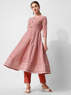 Lucknowi Embroidered Anarkali Kurta With Pant & Dupatta Set, Multicolor - Hiral Fashion - Distacart