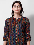 Ehtnic Motif Printed Kurta, Multicolor - Hiral Fashion - Distacart