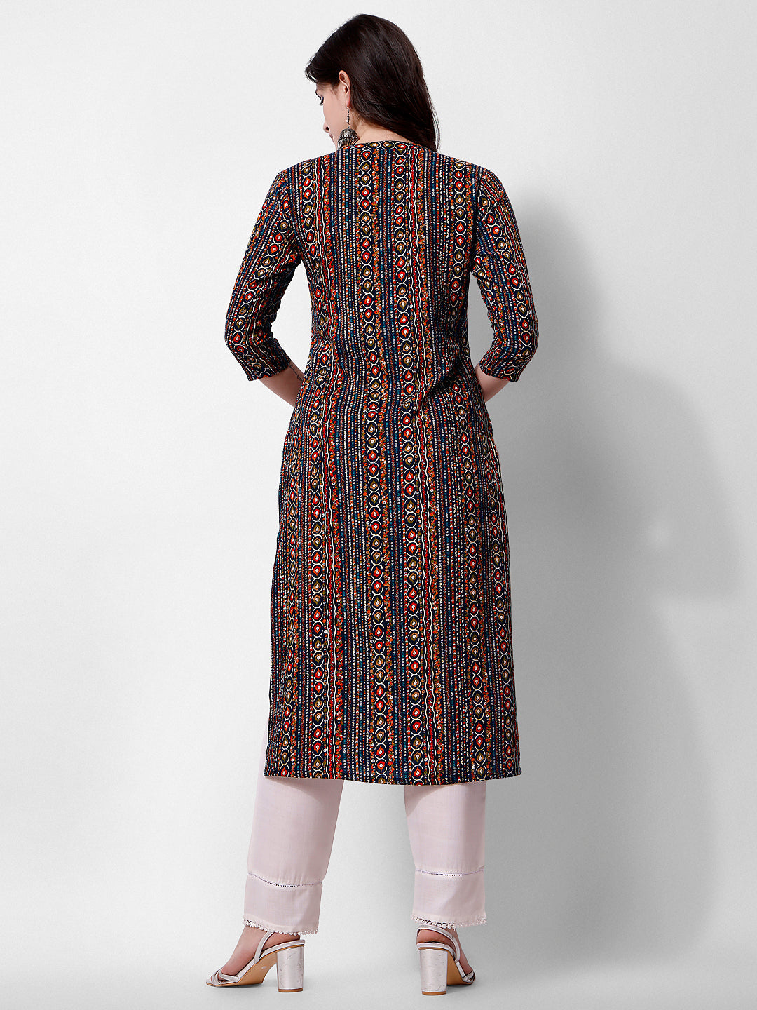 Ehtnic Motif Printed Kurta, Multicolor - Hiral Fashion - Distacart