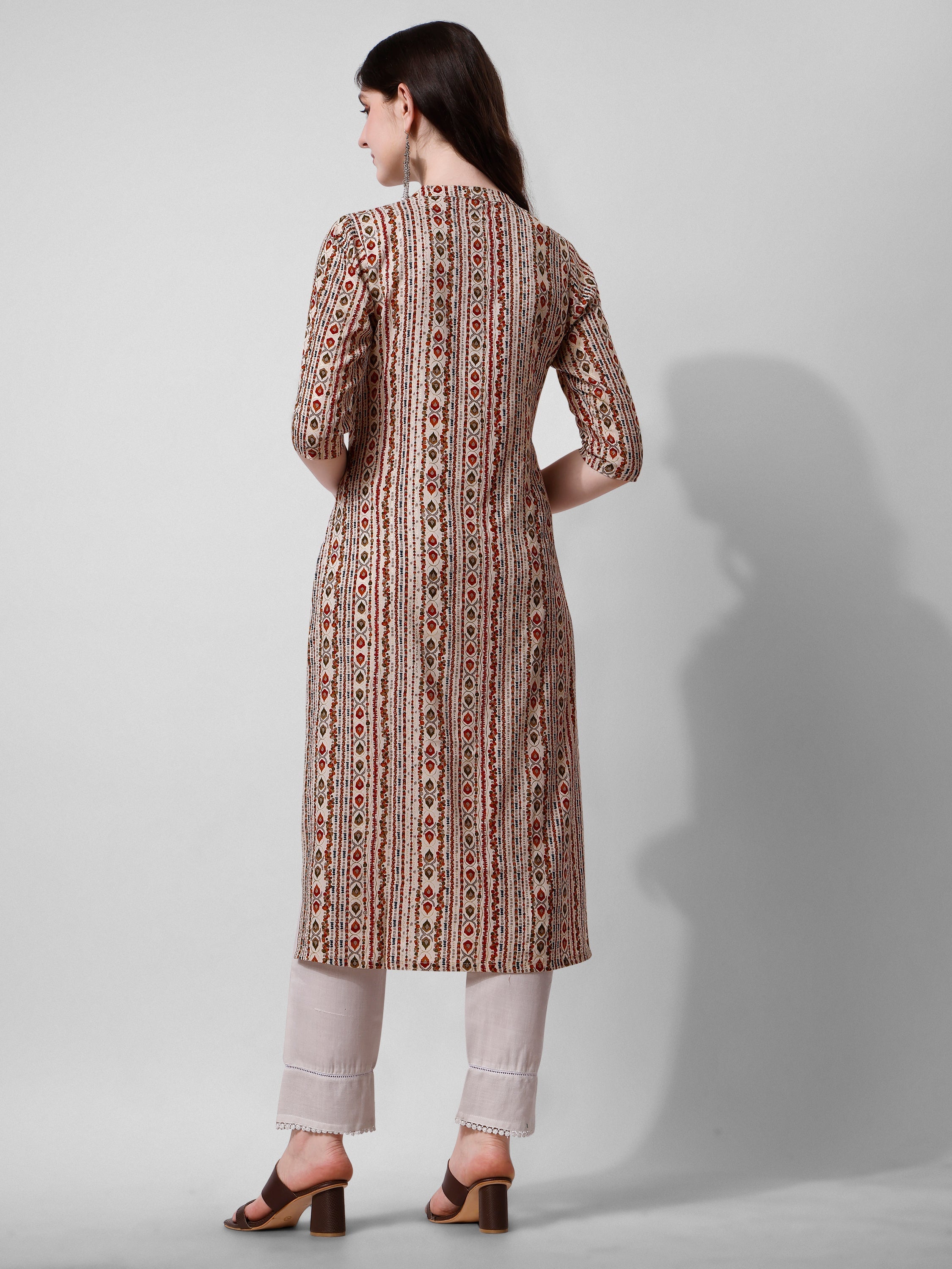 Ethnic Motif Printed Kurta, Multicolor - Hiral Fashion - Distacart