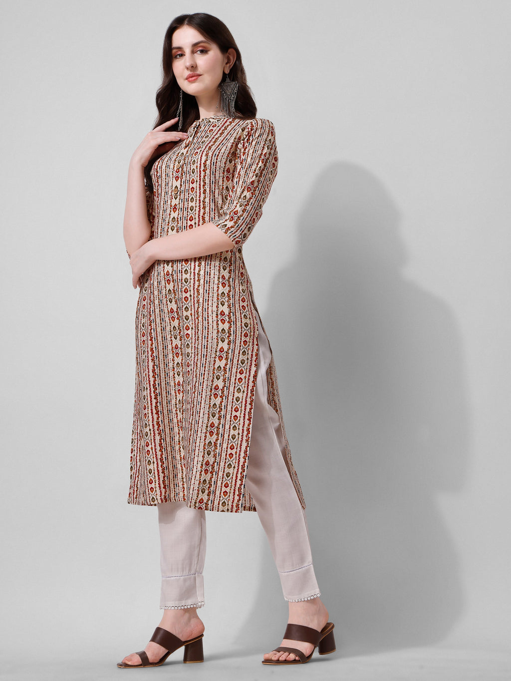 Ethnic Motif Printed Kurta, Multicolor - Hiral Fashion - Distacart