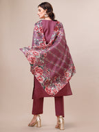 Embroidered Kurta With Pant And Dupatta Set, Multicolor - Hiral Fashion - Distacart