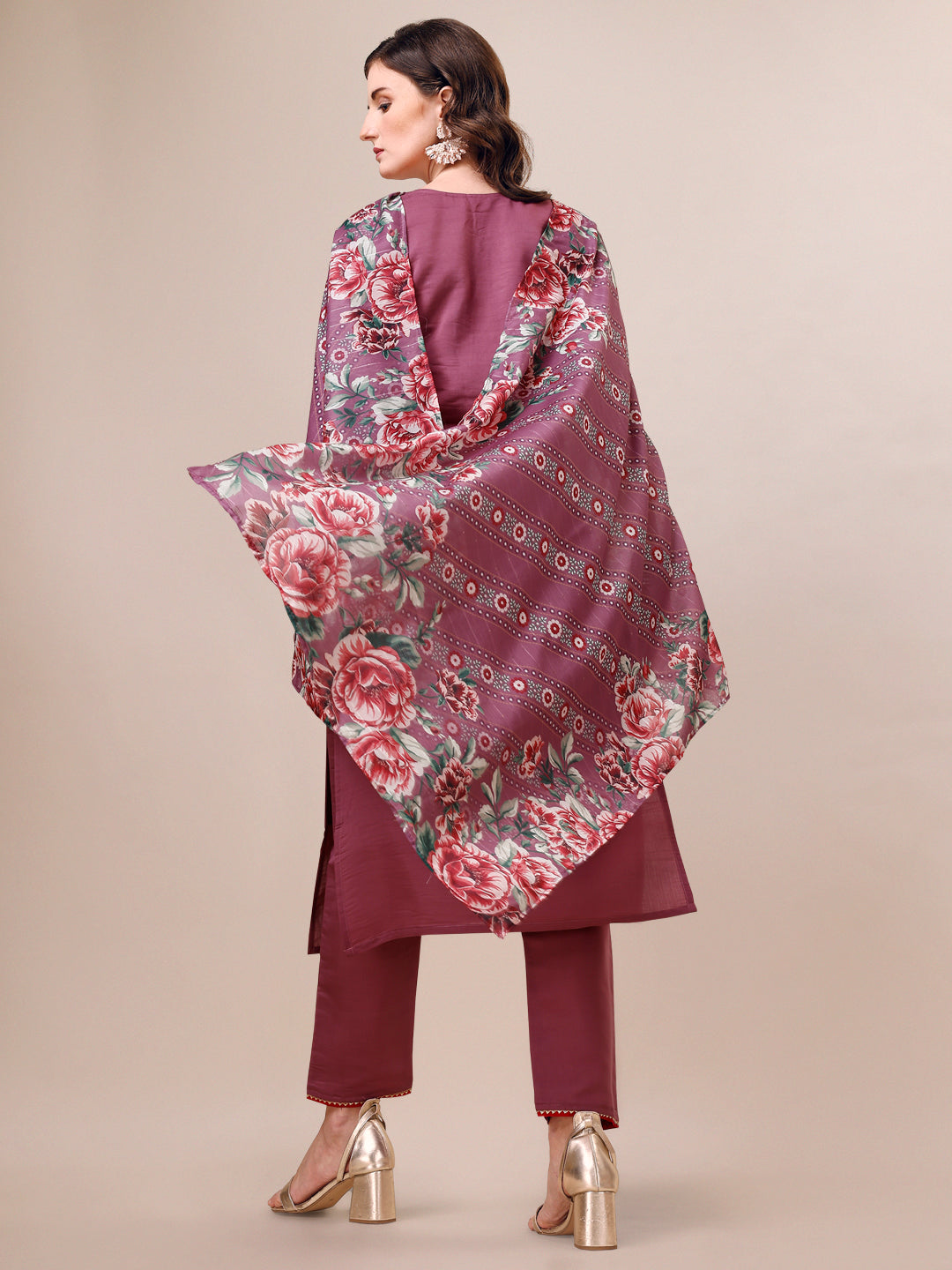 Embroidered Kurta With Pant And Dupatta Set, Multicolor - Hiral Fashion - Distacart