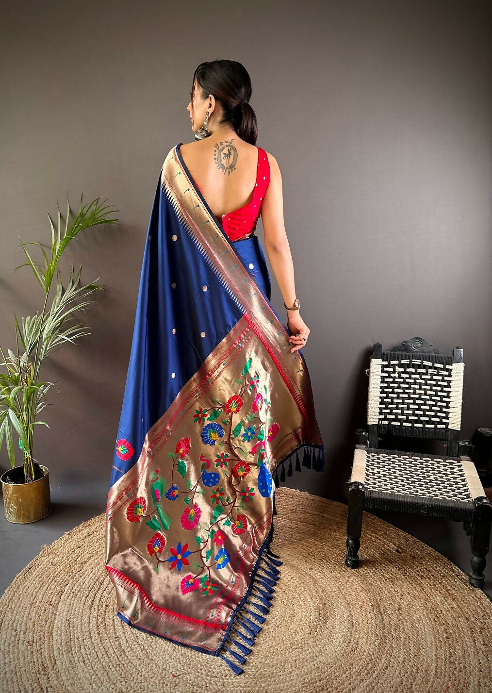 Joban Fashion Red Motifs Paithani Sarees