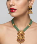 Jewel City Traditional Handcrafted Gold-Plated Long Haram Necklace Set with Pearls & Lakshmi Pendant | Ethnic Bridal Jewelry - Distacart