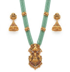 Jewel City Traditional Handcrafted Gold-Plated Long Haram Necklace Set with Pearls & Lakshmi Pendant | Ethnic Bridal Jewelry - Distacart