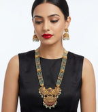 Jewel City Antique Temple Jewelry Gold-Plated Necklace Set with Lakshmi Pendant & Earrings Traditional South Indian Bridal Jewelry - Distacart