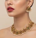 Jewel City Exquisite Antique Gold-Plated Temple Choker Necklace Set - Distacart