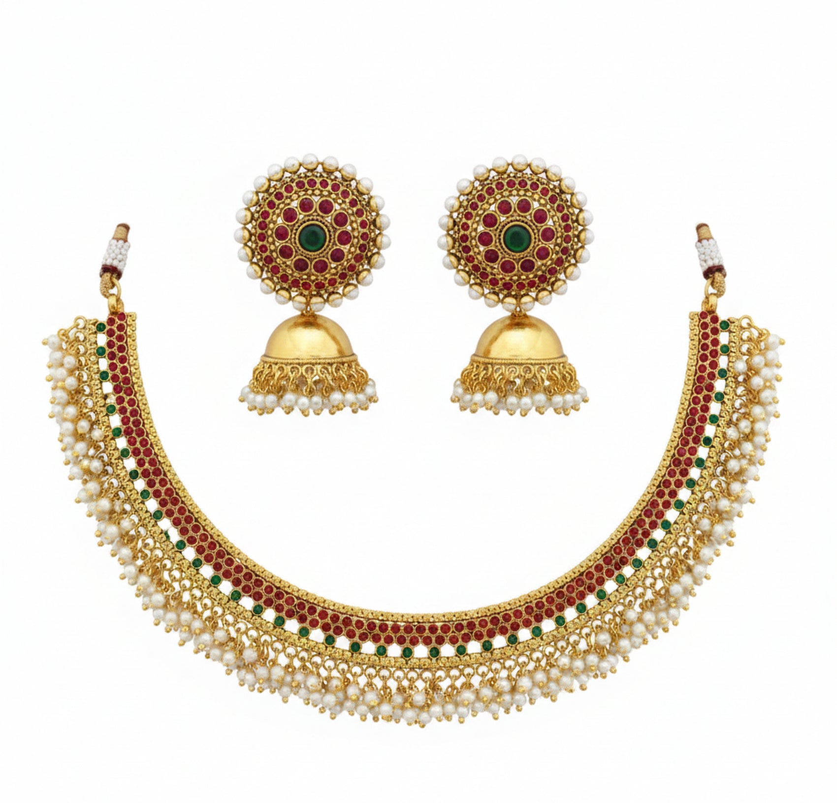 Jewel City Exquisite Gold-Plated Traditional Choker Necklace Set