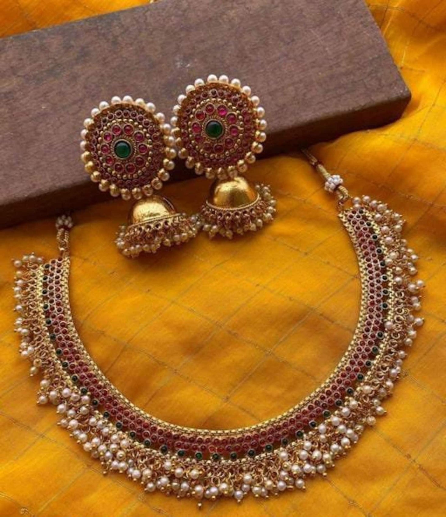 Jewel City Exquisite Gold-Plated Traditional Choker Necklace Set