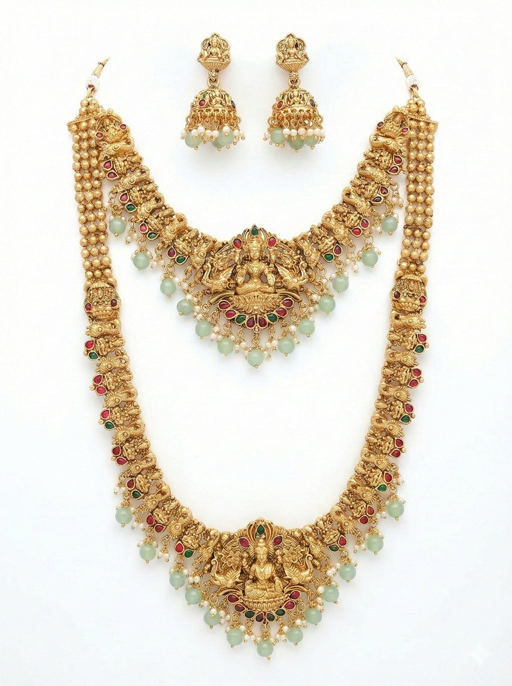 Jewel City Traditional Gold Plated Lakshmi Temple Jewelry Set