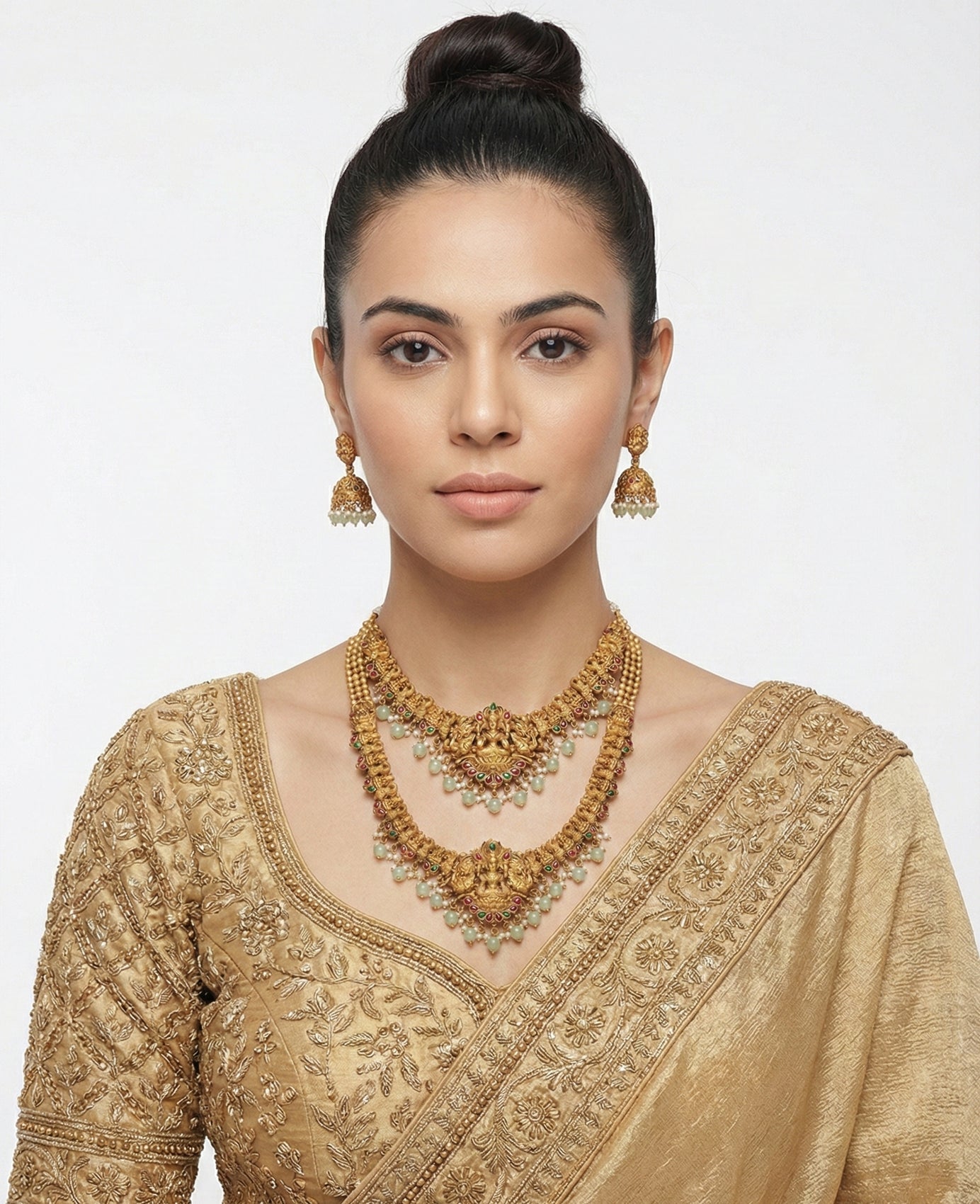 Jewel City Traditional Gold Plated Lakshmi Temple Jewelry Set