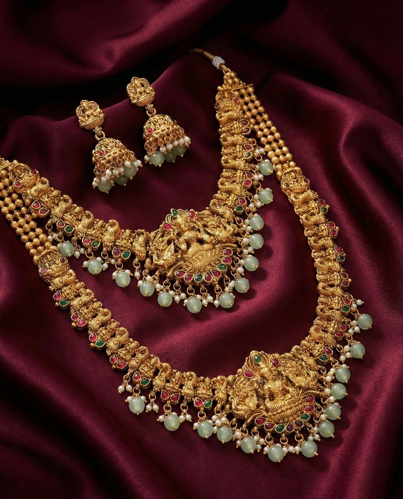 Jewel City Traditional Gold Plated Lakshmi Temple Jewelry Set