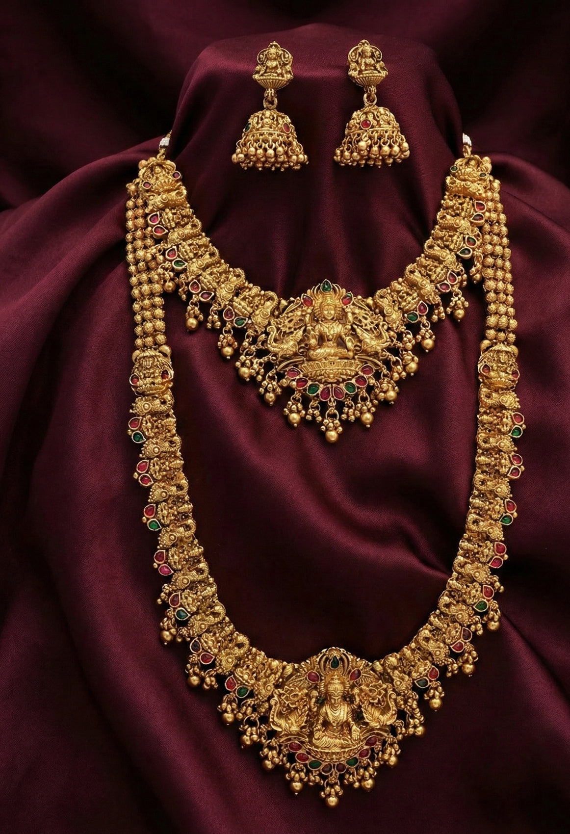 Jewel City Traditional Gold Plated Lakshmi Temple Jewelry Set