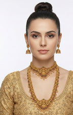 Jewel City Traditional Gold Plated Lakshmi Temple Jewelry Set