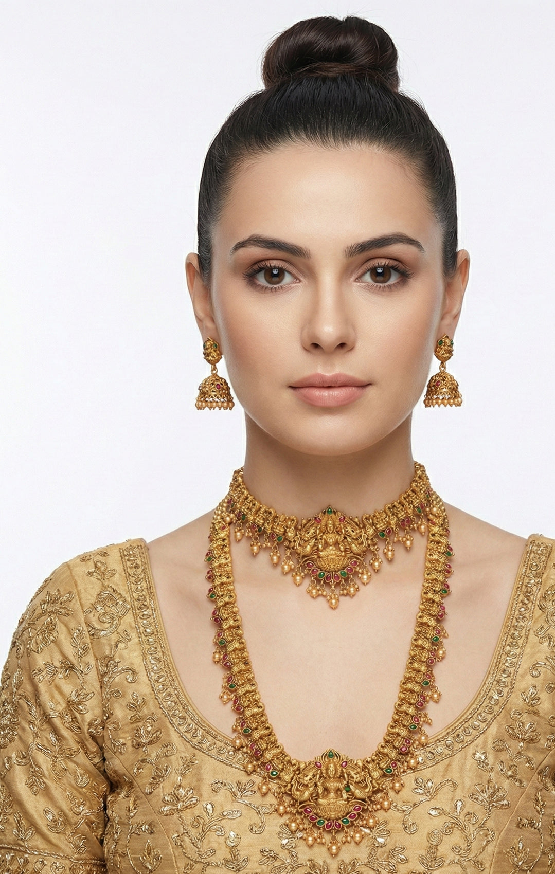 Jewel City Traditional Gold Plated Lakshmi Temple Jewelry Set
