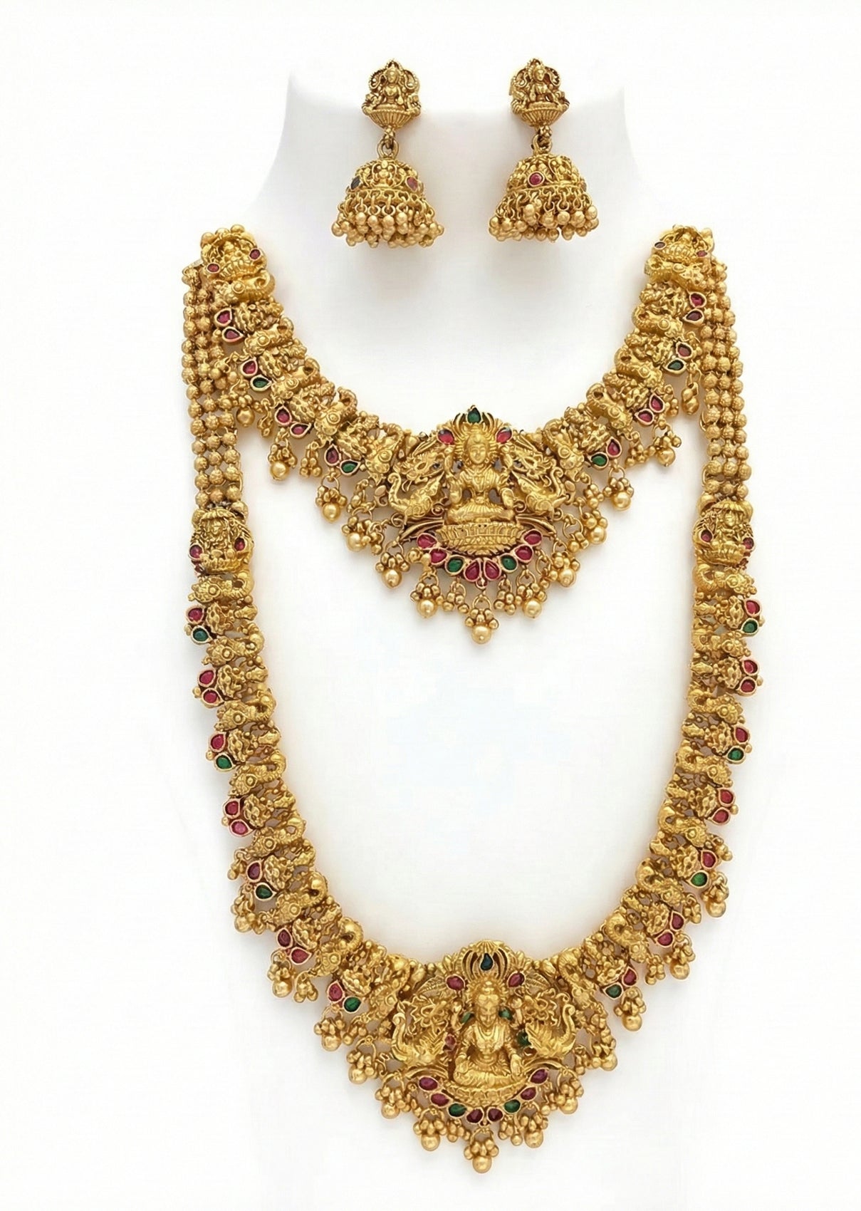 Jewel City Traditional Gold Plated Lakshmi Temple Jewelry Set