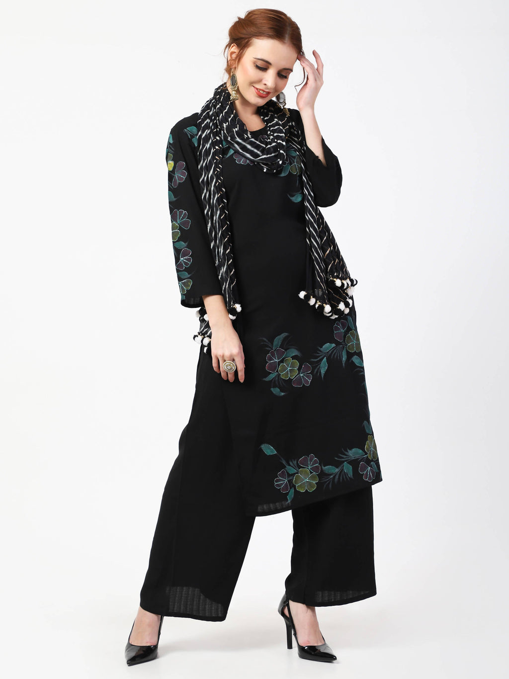 Cheera Kurta Palazzo With Leheria Dupatta Set (CH114KPD)