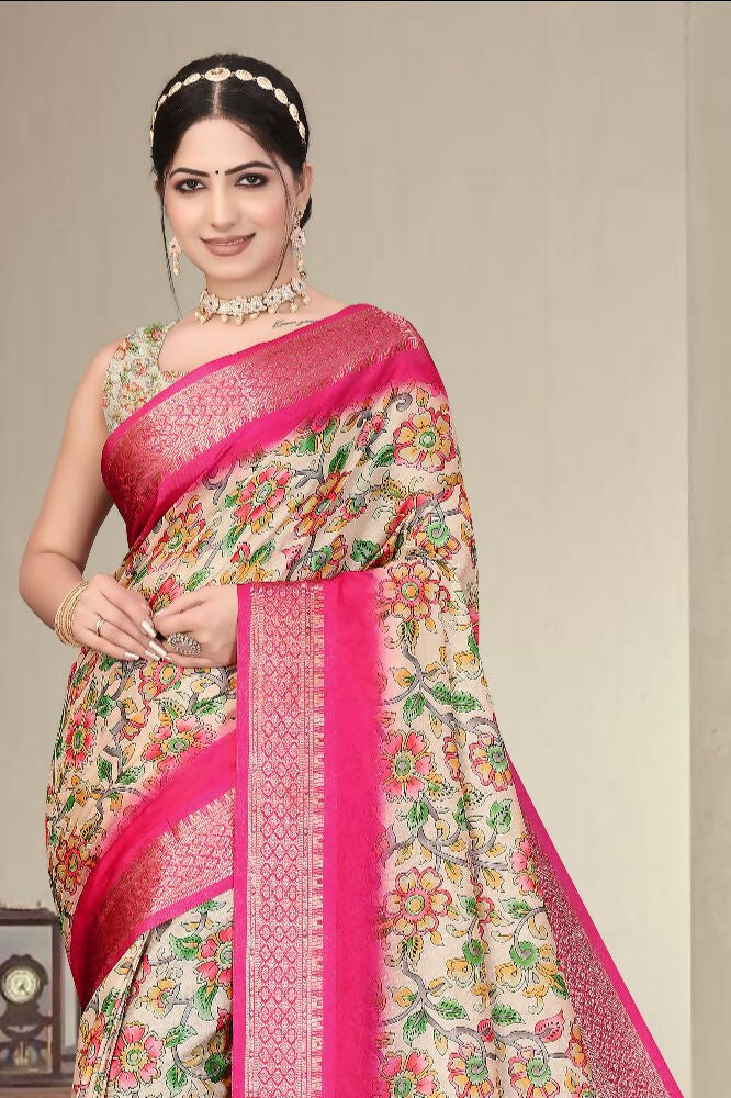 PR Fashion Multi Heavy Rich Cotton Silk Digital Print & Jacquard Saree