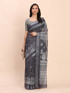 Shree Shyam Fashion Linen Cotton Black Saree - Distacart