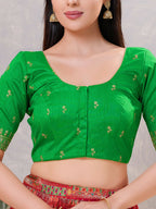 Joban Fashion Women Silk Green Stitched Blouse