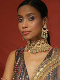 Maharani Kundan Choker with Multi Stones and Earrings- Ruby Raang