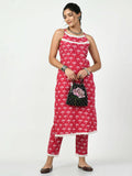 Myshka Women's Pink Printed Kurta With Trouser